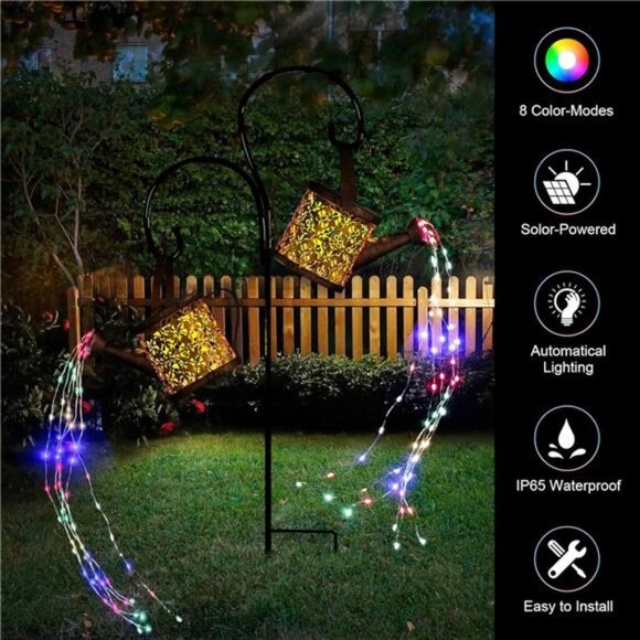 Solar Watering Can LightsOutdoor with 8MultiColor Changing Modes,IP65 Waterproof - Picture 2 of 7